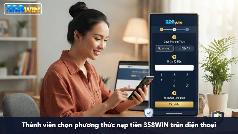 Người dùng thực hiện giao dịch nạp tiền trên điện thoại cá nhân